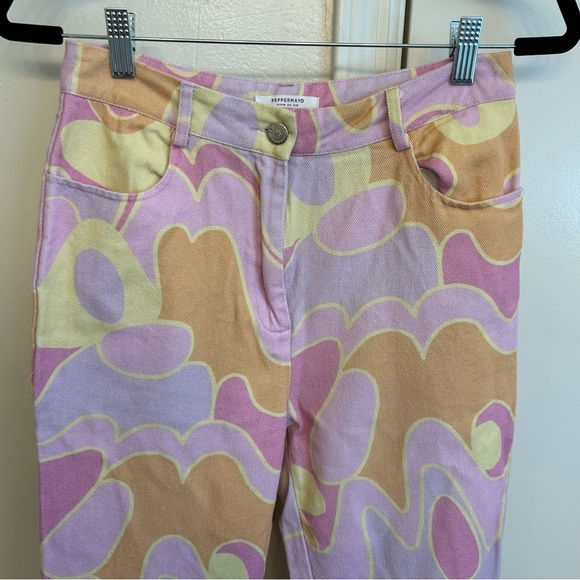 Peppermayo x Dolls Kill Psychedelic Print Keep Your Heart Pants Size 6 Y2K Retro - Picture 3 of 13